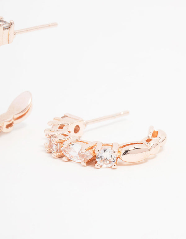 Rose Gold Plated Pear Mixed Stone Cluster Earrings