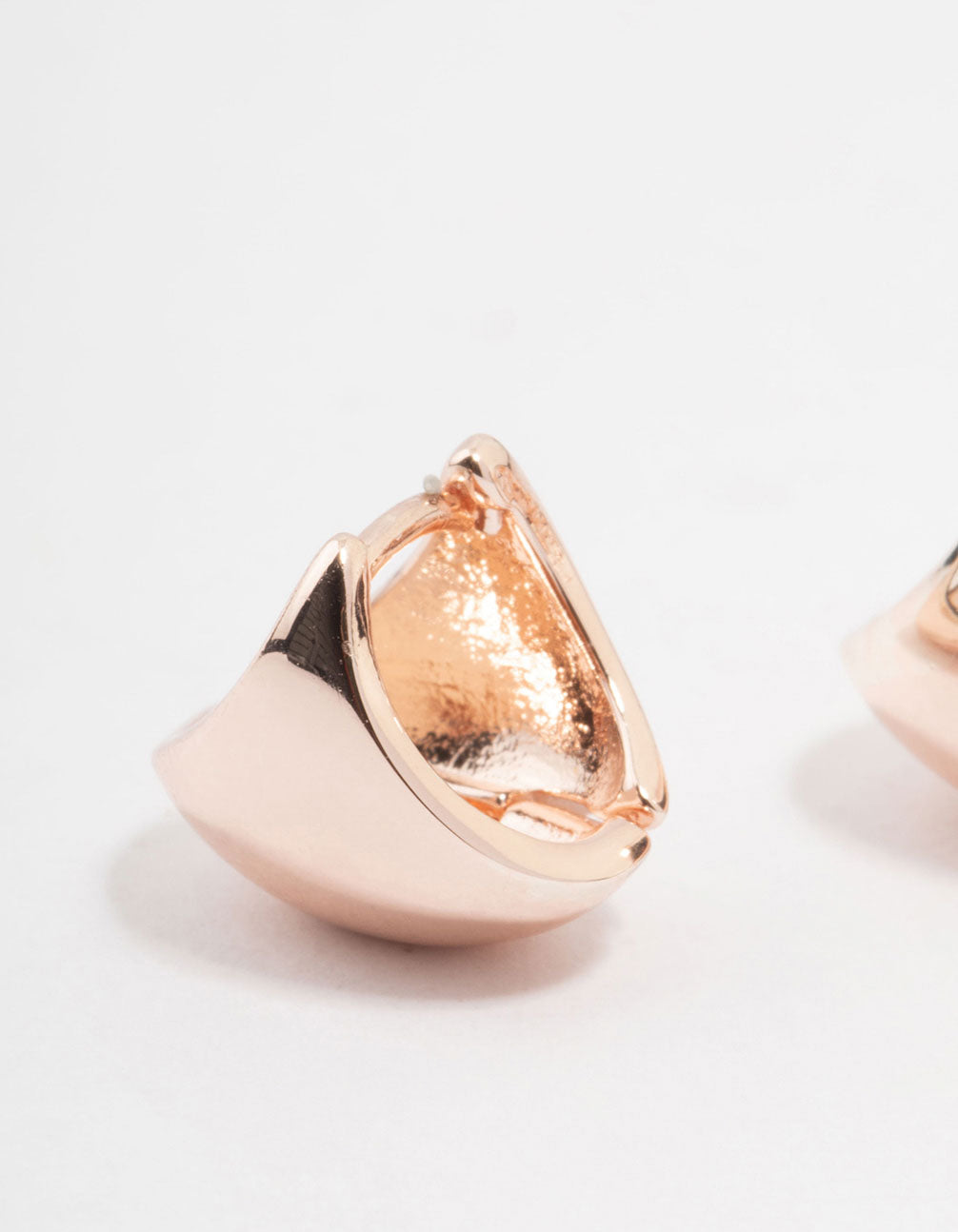 Rose Gold Plated Round Bottom Triangle Hoop Earrings