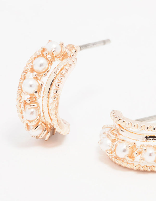 Rose Gold Plated Quartz Crystal Single Hoop Earrings