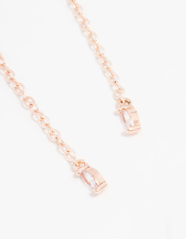 Rose Gold Plated Double Heart & Butterfly Chain Earrings