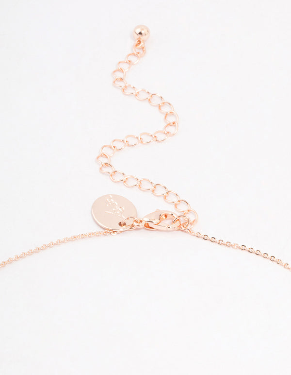 Rose Gold Plated Cubic Zirconia Double Pave Heart Necklace