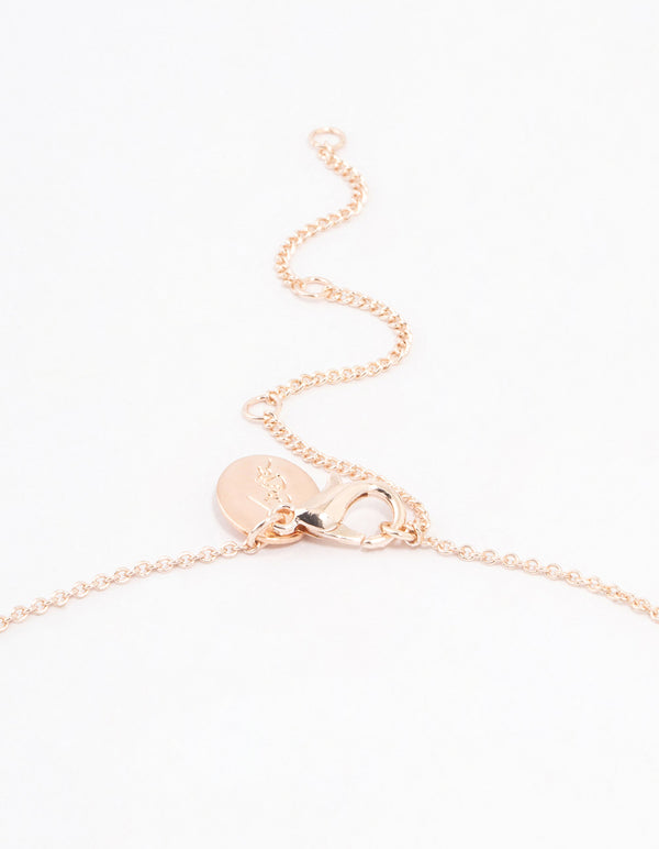 Rose Gold Plated Cubic Zirconia Round Stone Station Necklace