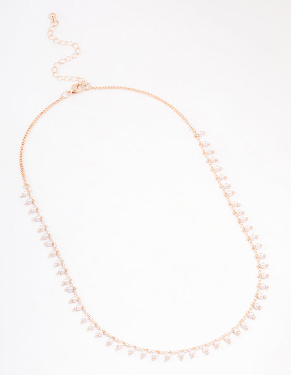 Rose Gold Plated Boho Pearl Drop Necklace