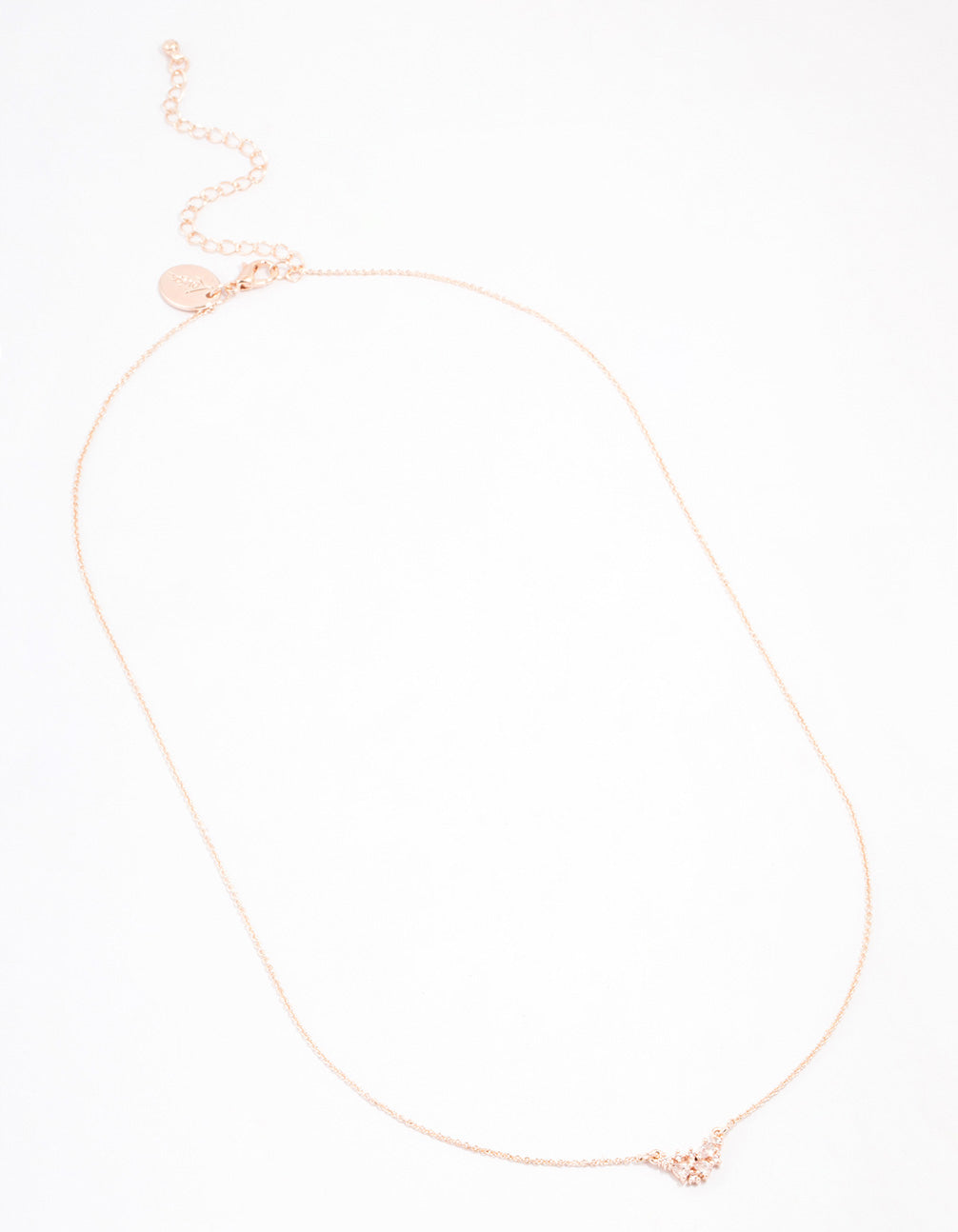 Rose Gold Plated Cubic Zirconia Mini Pear Cluster Necklace