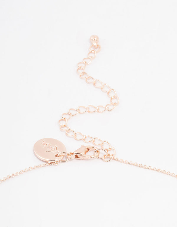 Rose Gold Plated Cubic Zirconia Mini Pear Cluster Necklace