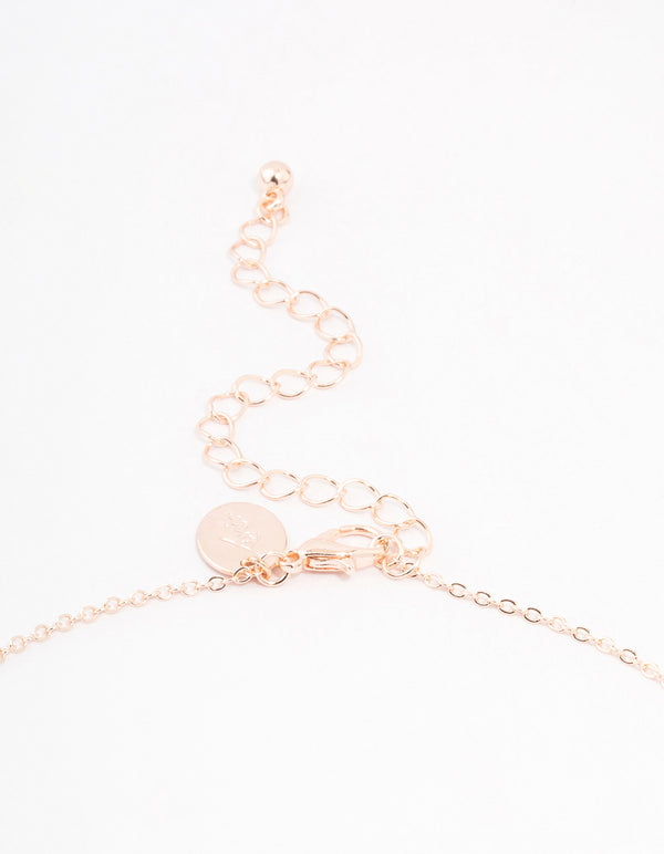 Rose Gold Plated Cubic Zirconia Baguette Heart Pendant Necklace