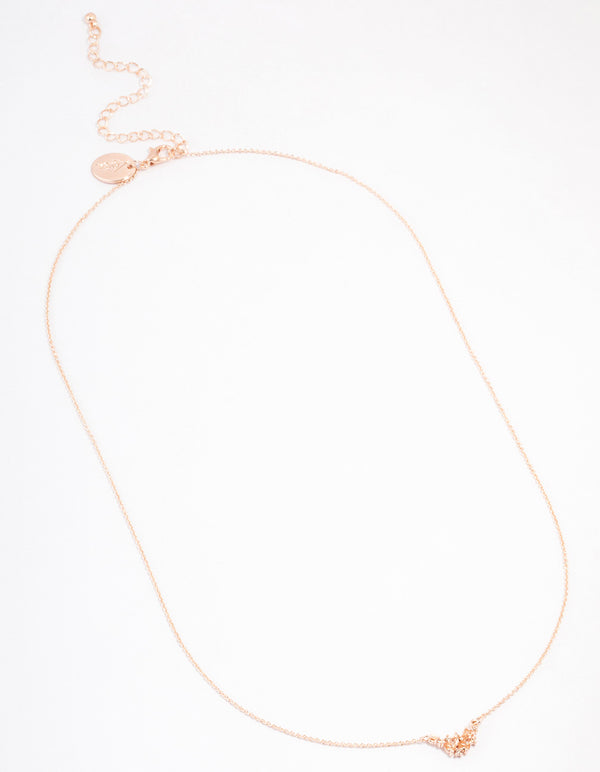 Rose Gold Plated Cubic Zirconia Mini Pear Cluster Necklace