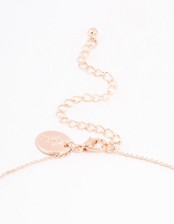 Rose Gold Plated Cubic Zirconia Mini Pear Cluster Necklace
