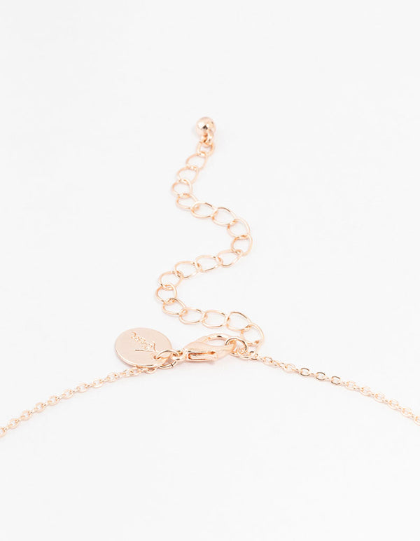Rose Gold Plated Classic Encased Stone Necklace
