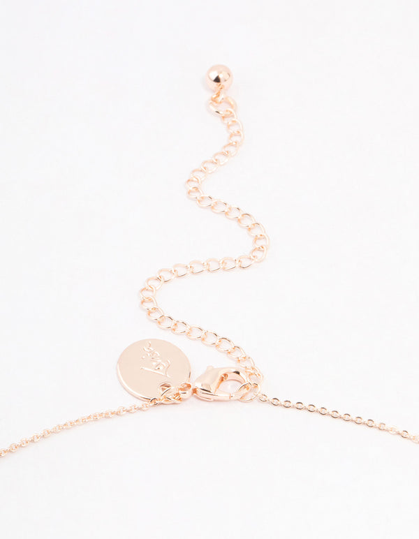 Rose Gold Plated Cubic Zirconia Mother of Pearl Butterfly Drop Necklace