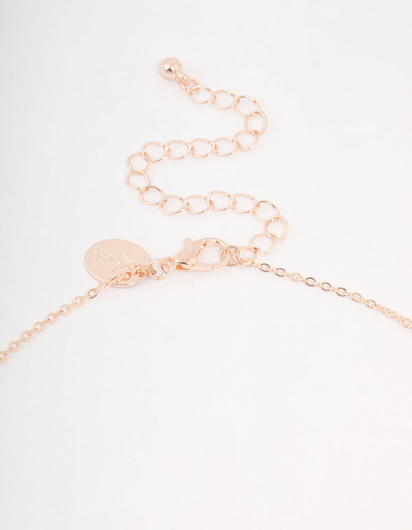 Rose Gold Plated Cubic Zirconia Butterfly Station Y-Necklace
