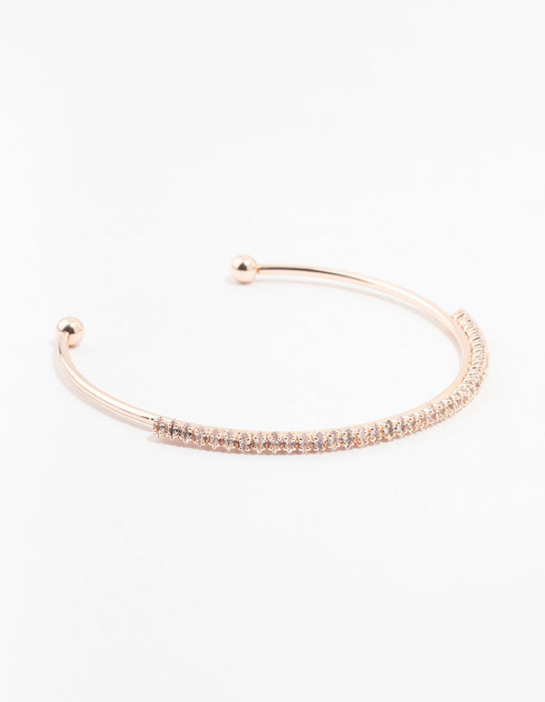Rose Gold Plated Cubic Zirconia Mini Marquise Wrist Cuff