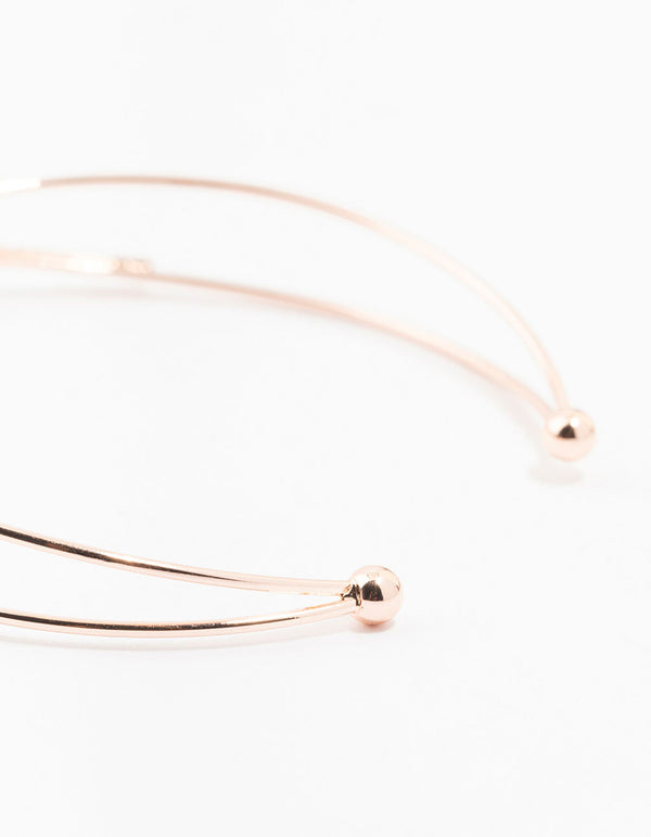 Rose Gold Plated Cubic Zirconia Baguette & Pearl Flower Wrist Cuff