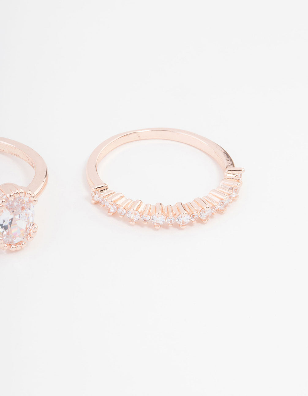 Rose Gold Plated Cubic Zirconia Large Oval Ring 3-Pack