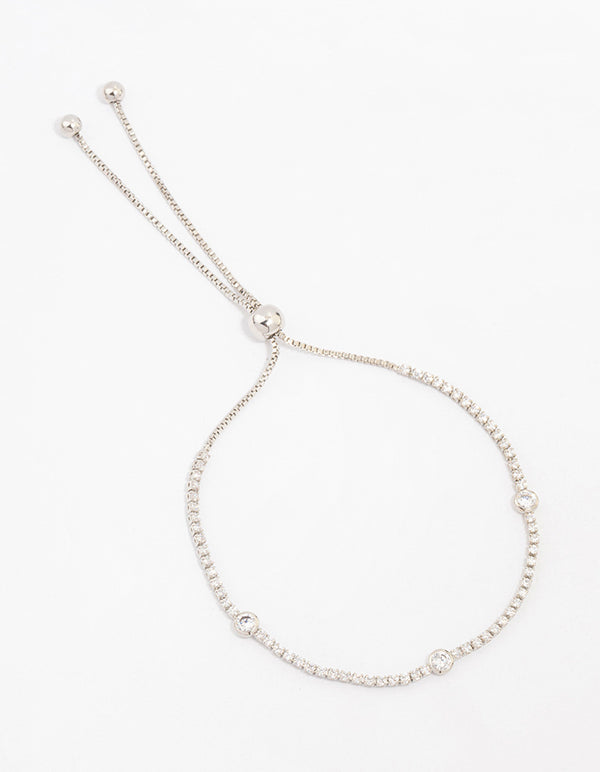 Silver Cubic Zirconia Toggle Bracelet