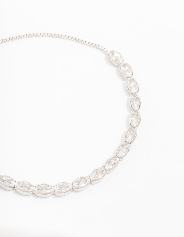 Cubic Zirconia Silver Toggle Bracelet