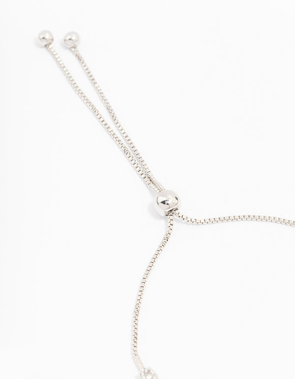 Cubic Zirconia Silver Toggle Bracelet