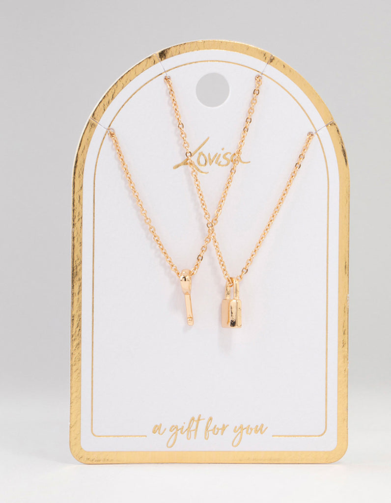 Gold Lock Key Necklace 2-Pack Lovisa
