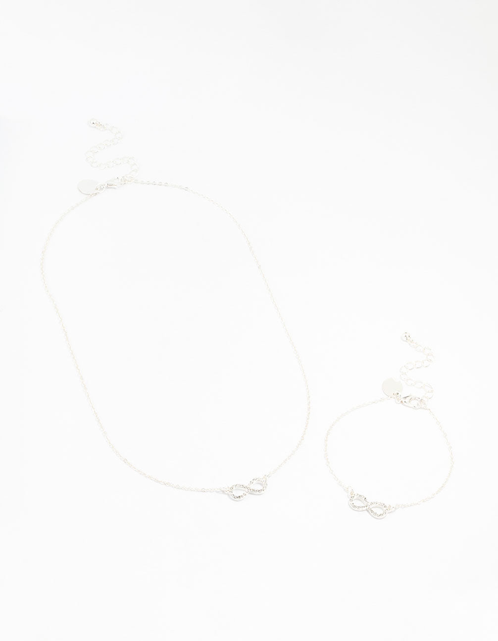 Silver Infinity Necklace & Bracelet Set