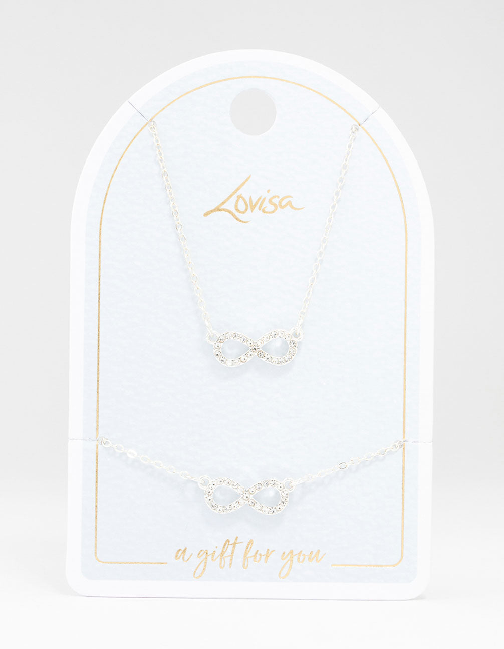 Silver Infinity Necklace & Bracelet Set