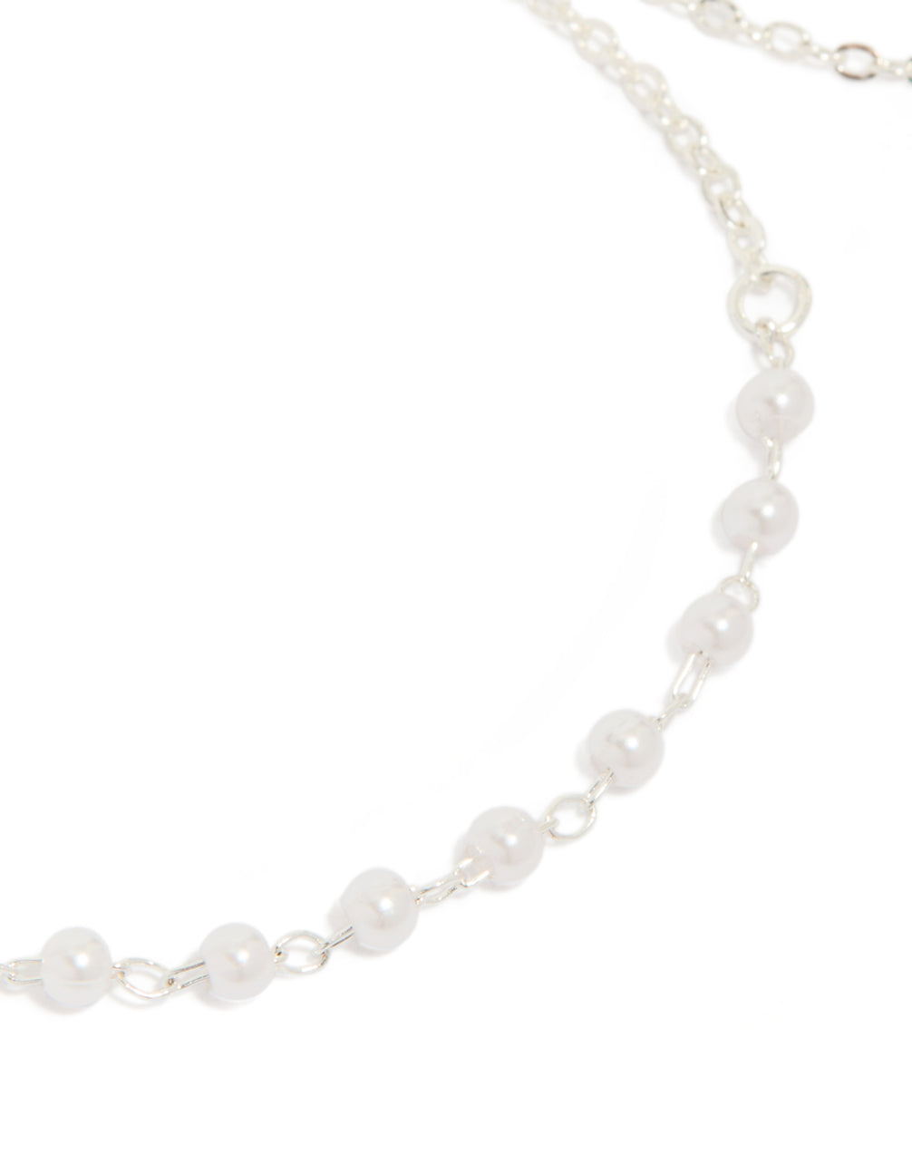 Silver Pearl Station & Diamante Bracelets 2-Pack