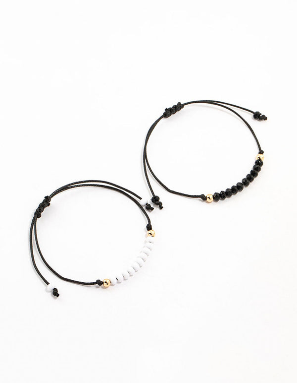 Fabric Beaded Rope Bracelets 2-Pack