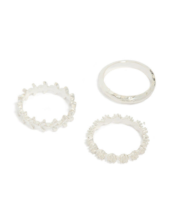Shiny Flower Vine Ring 3-Pack