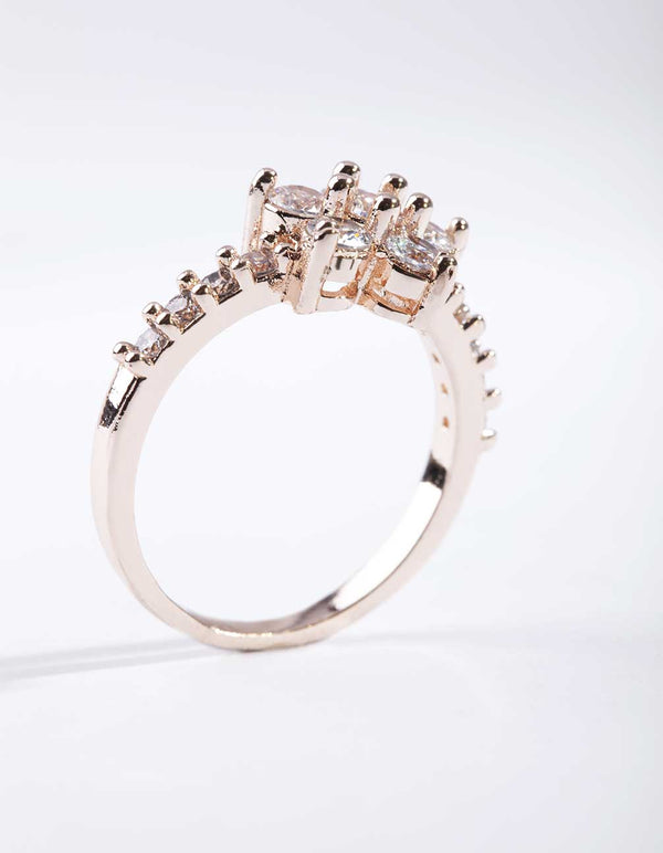 Rose Gold Cubic Zirconia Flower Ring
