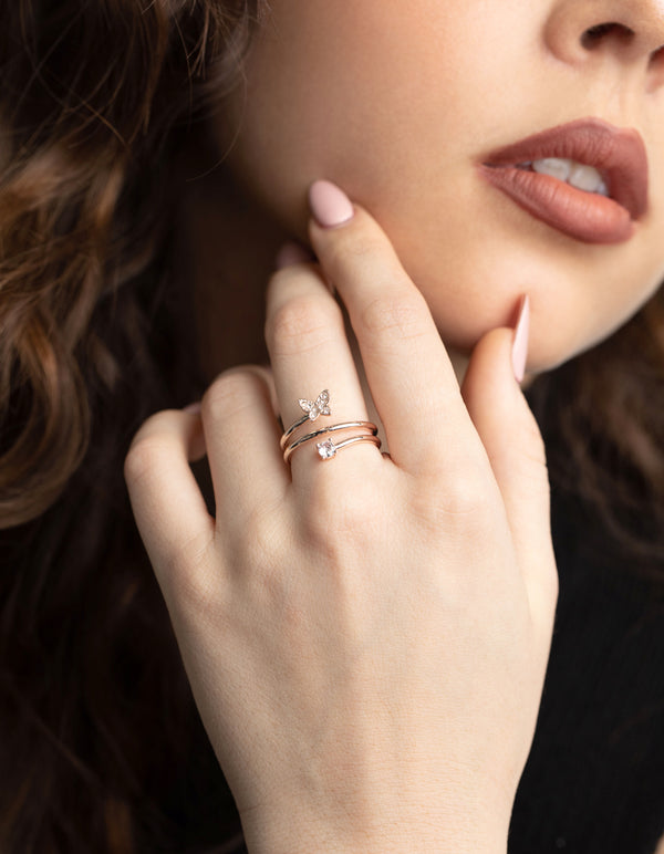 Rose Gold Mini Butterfly Wrapped Ring
