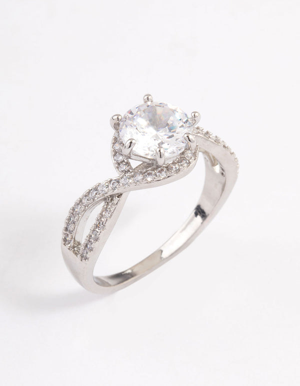 Silver Round Infinity Halo Ring