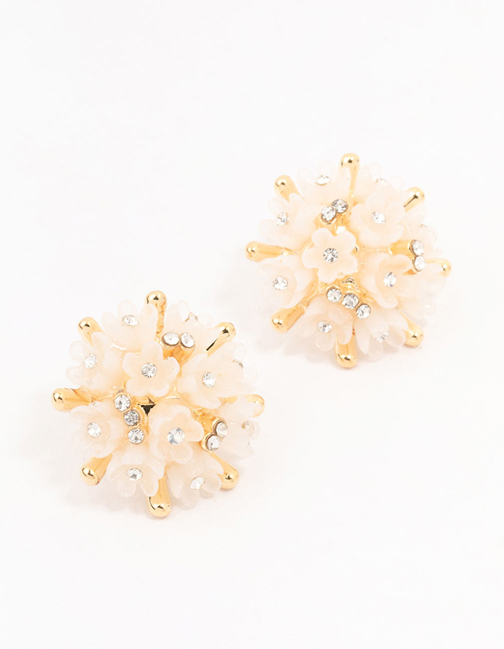 Gold Plated Mini Flower Dome Stud Earrings