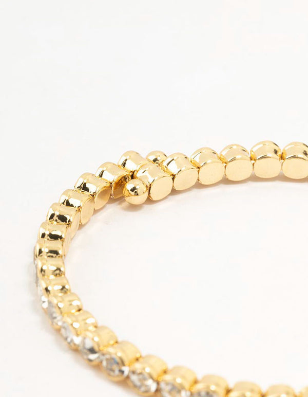 Gold Plated Round Stone Wrist Cuff