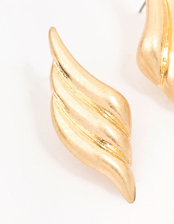 Gold Diamante Shaped Stud Earrings
