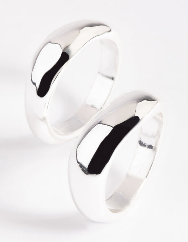 Designed with silver plated irregular ring set featuring statement style close up view