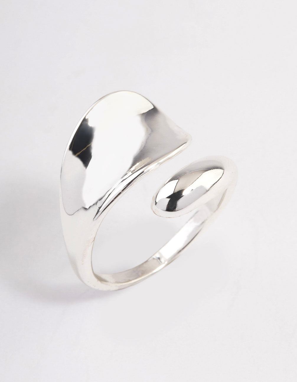Discover a bold wrapped ring in silver plated metal front view