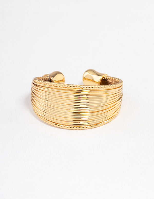 Gold Plated Textured Rows Ring