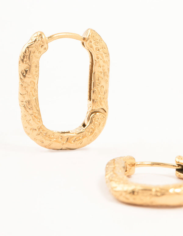 Gold Plated Surgical Steel Organic Square Oval Hoop Earrings