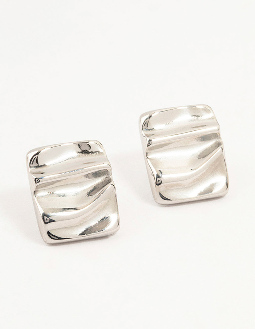Surgical Steel Rectangle Ripple Stud Earrings