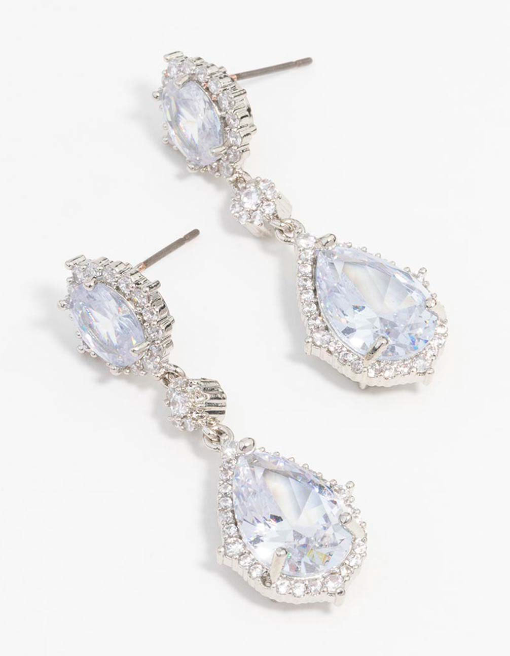Silver Cubic Zirconia Multiple Drop Earrings