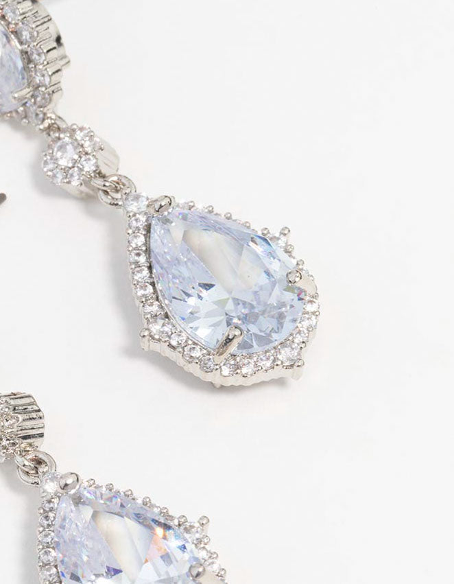 Silver Cubic Zirconia Multiple Drop Earrings