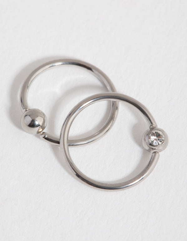 Surgical Steel Diamante Hoop Earrings