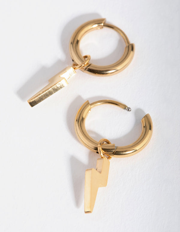 24 Carat Gold Plated Titanium Light Belt Huggie Earrings
