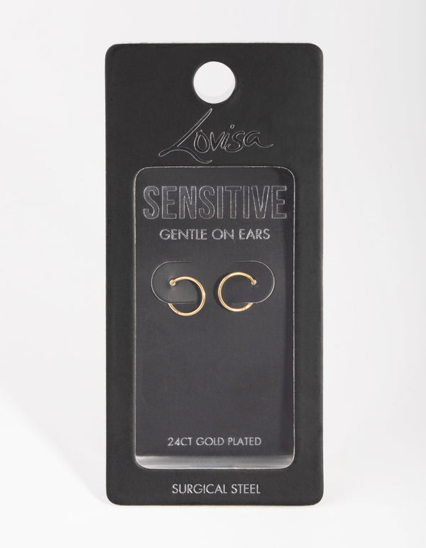 24 Carat Gold Plated Surgical Steel Sleeper 8mm Earrings