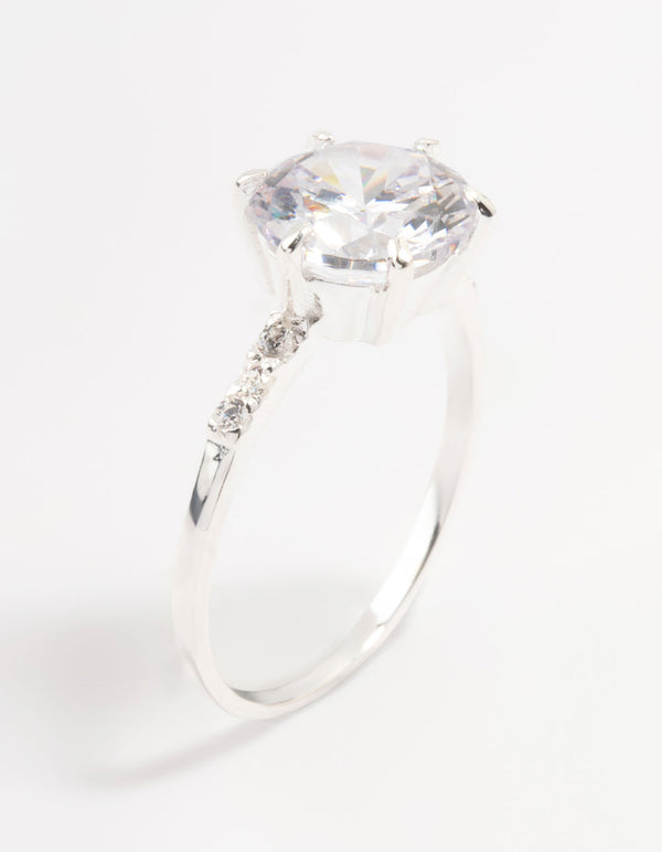 Sterling Silver Cubic Zirconia 6 Claw Engagement Ring