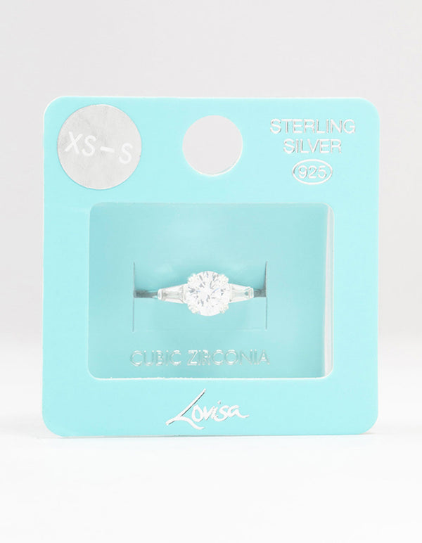 Sterling Silver Taper Engagement Ring