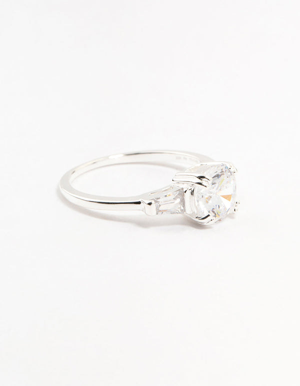 Sterling Silver Taper Engagement Ring