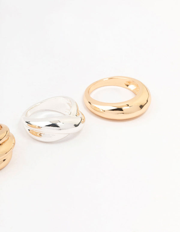 Mixed Metals Solid Band Rings 4-Pack