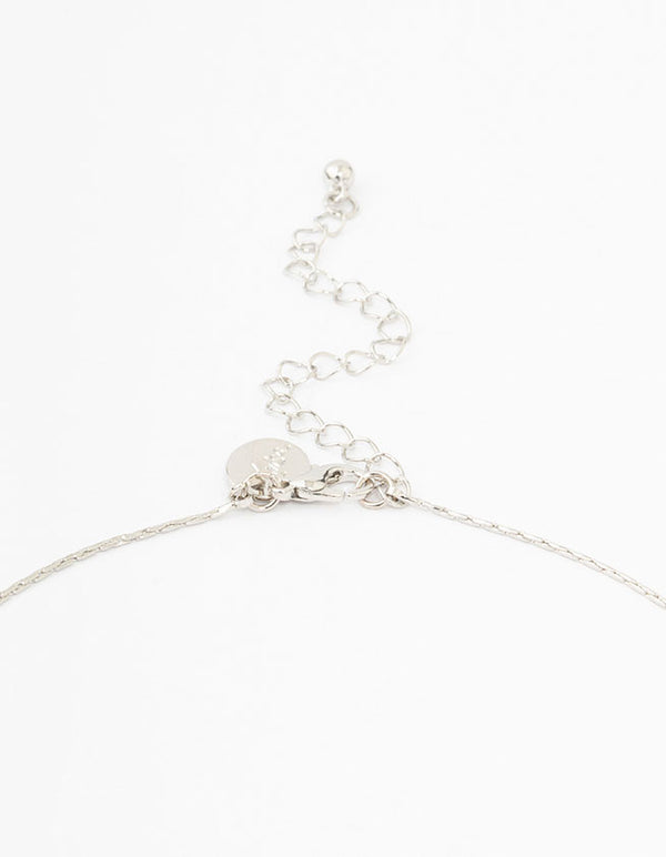 Silver Cubic Zirconia Vine Leaf Y-Necklace