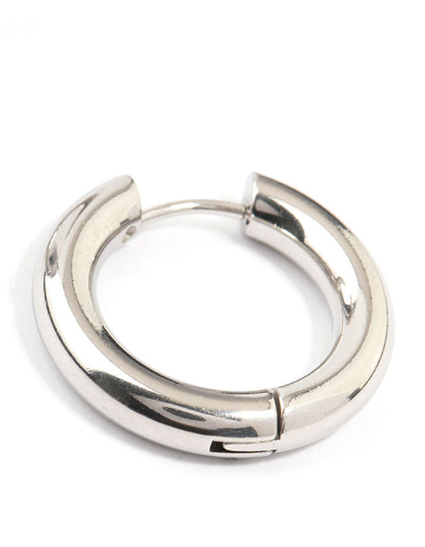 Crafted from waterproof stainless steel thick clicker hoop earrings 22 MM in silver post detail view