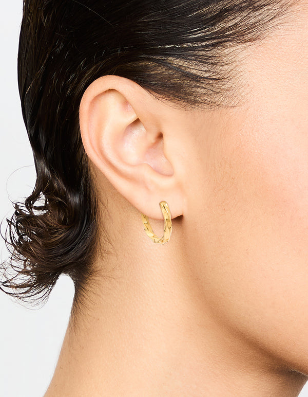 Waterproof Gold Plated Stainless Steel Twisted Hoop Earrings